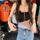 Color-block Tank Top Black & Coffee - One Size