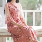 Traditional Chinese 3/4-sleeve Lace A-line Midi Dress