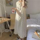 Bell-sleeve Heart Print Midi Sleep Dress