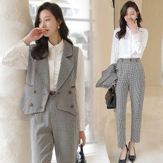 Set: Houndstooth Vest + Dress Pants