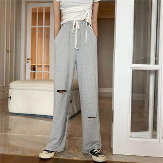 Wide Leg Ripped Pants