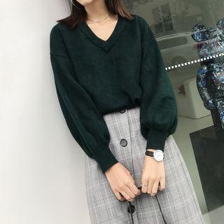Bubble Dolman-sleeved Angola Knit Sweater