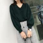 Bubble Dolman-sleeved Angola Knit Sweater