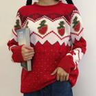 Strawberry Jacquard Sweater Strawberry - One Size