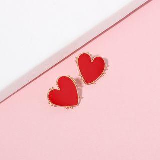 Alloy Heart Earring 1 Pair - Red - One Size
