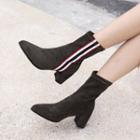 Genuine Suede Striped Block Heel Over-the-knee Boots / Short Boots
