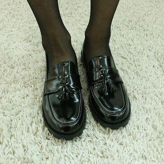 Tassel Accent Faux-leather Loafers