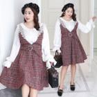 V-neck Sleeveless Check Buckled Dress