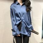 Asymmetric Silky Shirt Blue - One Size