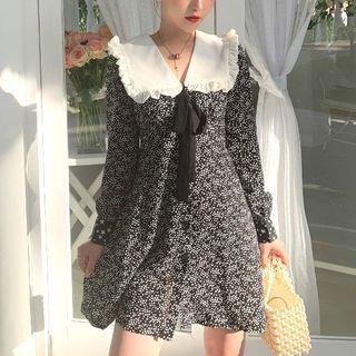 Lace Floral Long-sleeve A-line Dress