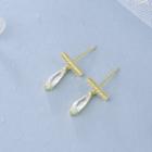 925 Sterling Silver Cz Stud Earring 1 Pair - E143 - Gold - One Size