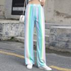 Gradient Wide Leg Pants Pink & Blue & Yellow & Green - One Size