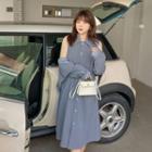 Plus Size Set: Sleeveless Collar Midi Smock Dress + Blouse