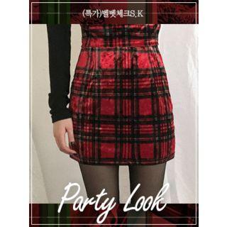 Plaid Velvet Miniskirt