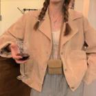 Corduroy Button-up Jacket Khaki - One Size