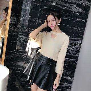 Cut Out 3/4-sleeve Knit Top