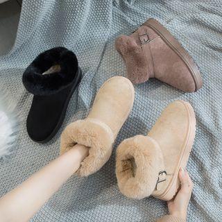 Furry Trim Belted Snow Boots