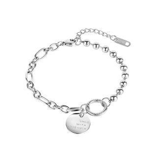 Fashion Simple Geometric Round 316l Stainless Steel Bracelet Silver - One Size