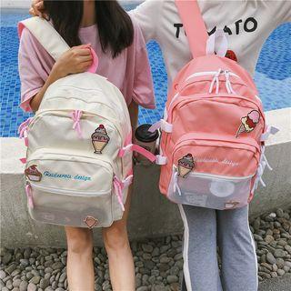 Ice-cream Mesh Panel Canvas Backpack