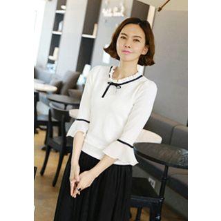 Bow-tie Ruffle-trim Top