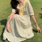 Set: Floral Midi A-line Dress + Shawl