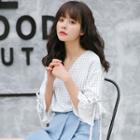 Window Pane Elbow Sleeve Blouse