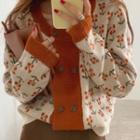 Knitted Crew-neck Loose-fit Cardigan