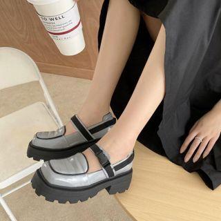 Genuine Leather Platform Buckled Loafers