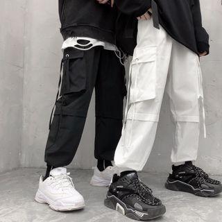 Gather-cuff Side Pocket Cargo Pants