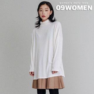 High-neck Boxy Napped T-shirt