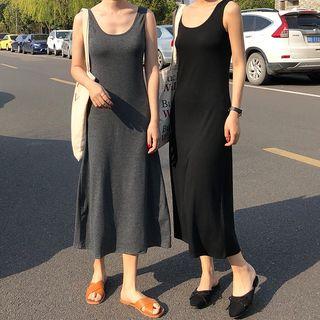 U-neck Sleeveless Plain Tank Dress