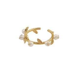 Faux Pearl Alloy Open Ring Ring - Gold - One Size