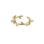 Faux Pearl Alloy Open Ring Ring - Gold - One Size