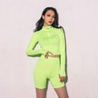 Set: Half Zip Long-sleeve Sports Top + Sweat Shorts