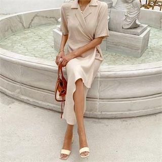 Notch-lapel Maxi Wrap Dress