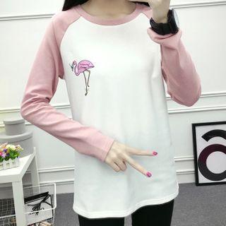 Flamingo Print Long-sleeve T-shirt
