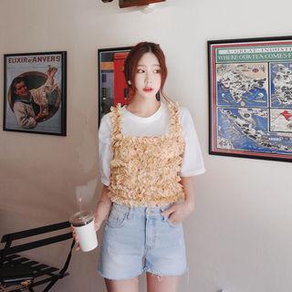 Frill-trim Floral Print Camisole Top