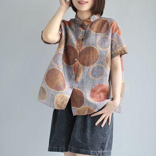 Short-sleeve Patterned Shirt As Shown In Figure - One Size