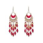 Fashion Exaggerated Long Tassel Vintage Red Earrings Golden - One Size