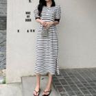 Short-sleeve Striped Midi Polo Shirt Dress Stripes - Black & White - One Size