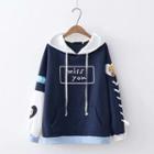 Color Block Hoodie Navy Blue - One Size