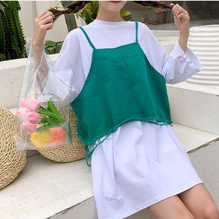 Set: Plain Dress + Sleeveless Top