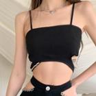 Rhinestone Cut-out Cropped Camisole Top