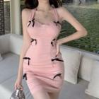 Halter Ribbon Accent Mini Dress