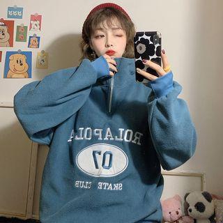 Long-sleeve Stand-collar Embroidered Top