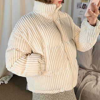 Funnel-neck Corduroy Padded Jacket