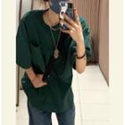 Short Sleeve Front Pocket Plain Loose T-shirt
