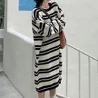 Oversize Round-neck Striped Dress Stripe - One Size