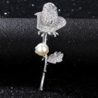 Flower Rhinestone Faux Pearl Alloy Brooch