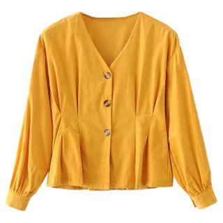 Corduroy V-neck Blouse